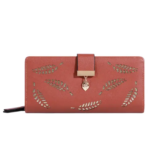 Image de Portefeuille Long Femme Cuir PU Doré - Élégant & Pratique