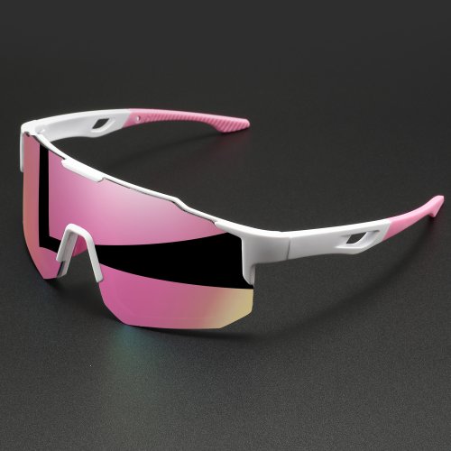 Image of Oversized Colorful Sports Sunglasses - Wraparound Design, UV400 Unisex Comfort Fit for Cycling, Hiking & Outdoor