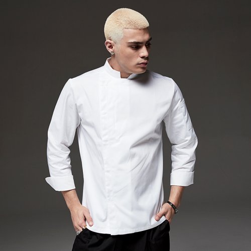 Afbeelding van Hoge Kwaliteit Chef Jas Lange Mouw Unisex Keuken Koken Uniform Restaurant Cafe Bakkerij Winkel Kapper Ober Werk Shirt