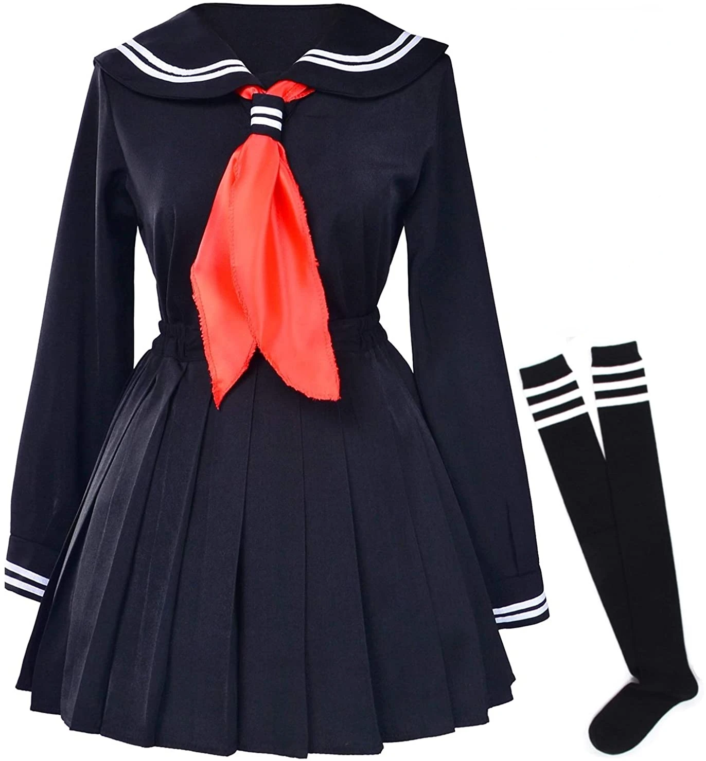 Bild von Klassische japanische Schulmädchen-Matrosenkleiderhemden, Uniform, Anime-Cosplay-Kostüme mit Socken-Set
