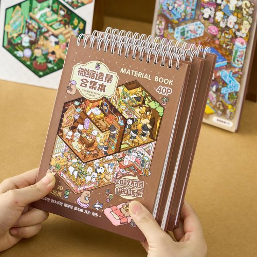 Imagen de Kit de 40 Pegatinas 3D para Libro de Actividades con Escenas de Paisajes y Dibujos Animados - Juego DIY para Niños, Ideal como Regalo de Cumpleaños o para Fiestas