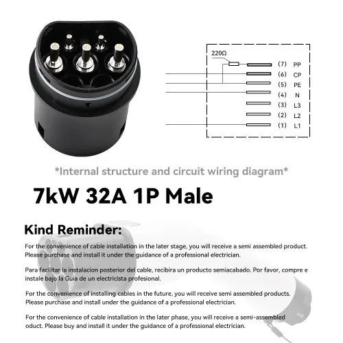 7KW 32A 1P männlich