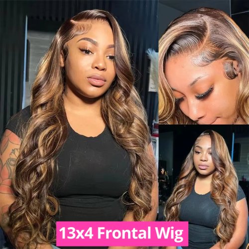 Afbeelding van Stijlvolle Honingblonde Ombre Pruik met HD Kantfront