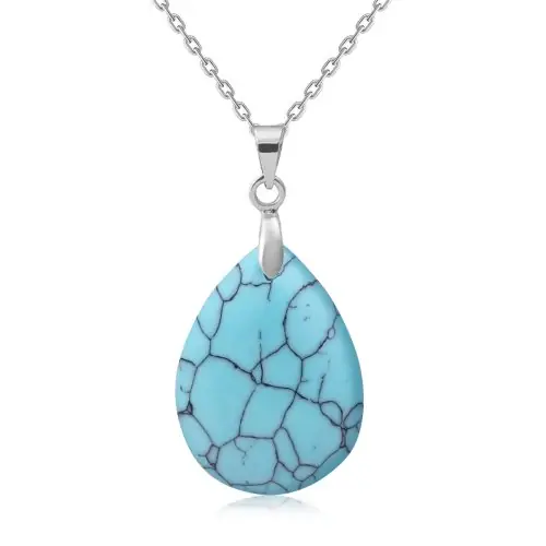 Image de Pendentif Larme en Pierre Naturelle & Cristal - Bijou Élégant pour Bricolage