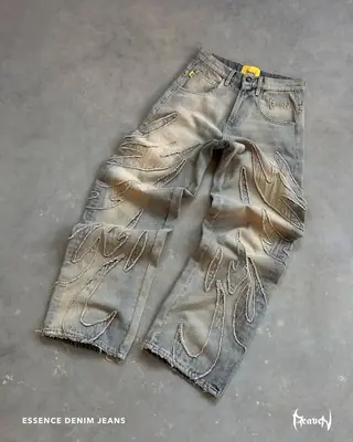 Image de Jean Détaillable Punk Streetwear Noir Baggy Homme