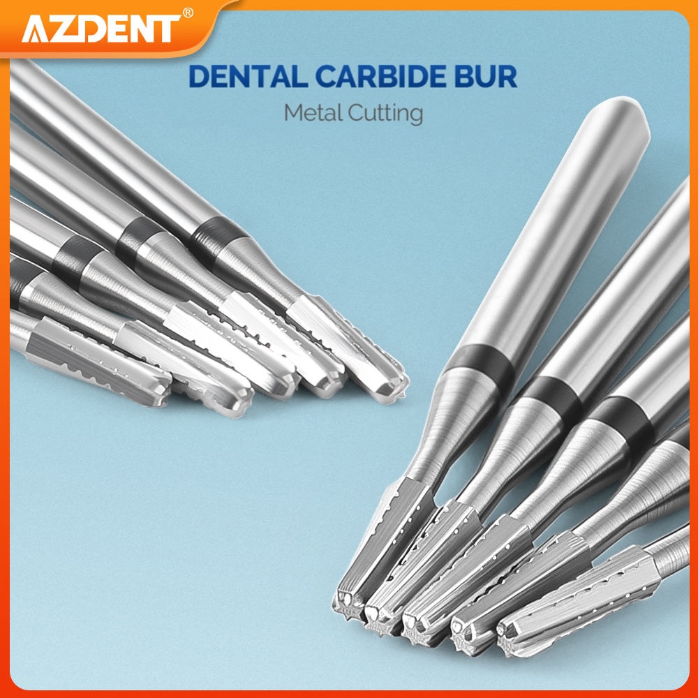 Imagen de 10 unids/caja AZDENT fresa Dental de carburo de tungsteno corte de Metal FG 1,6mm para preparación d...