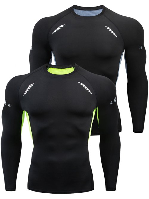 Bild von Herren Langarm-Kompressionshemd Sportlich Feuchtigkeitsableitend – Atmungsaktives Baselayer Unterhemd für Fitness, Training und Outdoor-Aktivitäten