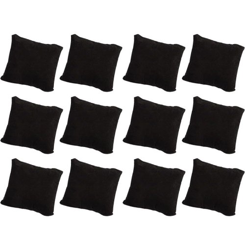 Image de 12 Oreillers de Montre Noirs en Velours - Présentoirs Élégants pour Bijoux