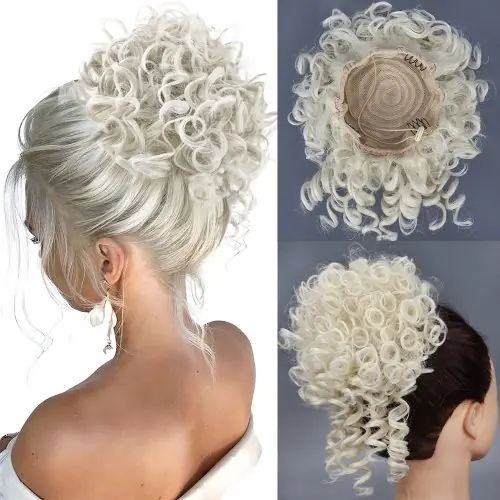 Image de Chignon Synthétique Bouclé - Brun Foncé