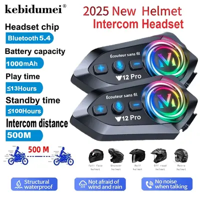 Image de Casque Moto Interphone Y12 Pro - Communication Sans Fil & Musique