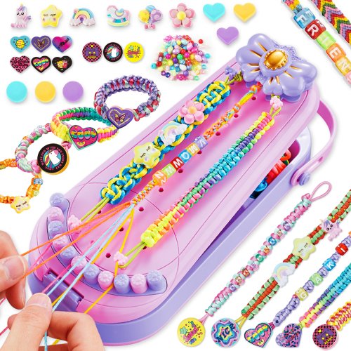 Immagine di Kit per realizzare braccialetti fai-da-te per ragazze - Set di tessitura di corde per gioielli artistici e artigianali per bambini, adatto per bambini dai 6 ai 12 anni, regalo