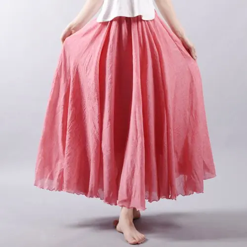 Image de Jupe Longue Boho Été 2026 - Coton & Lin Taille Haute