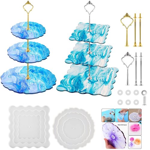 Afbeelding van Diy 3 Lagen Vruchten Trays Hars Gerechten Cupcake Stand Mallen Siliconen Epoxy Casting Crystal Schimmel Thuis Party Decoratie Gift
