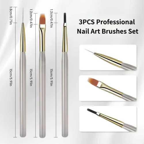 Nagel kunst borstel 3PCS