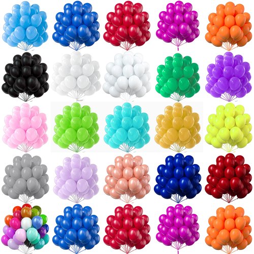 Image of 10, 20, and 30-Pack Assorted 10-12 Inch Pearl Latex Balloons in White, Pink, and Blue – Helium-Filled Decorations for Weddings, Birthdays, Baby Showers, and Parties