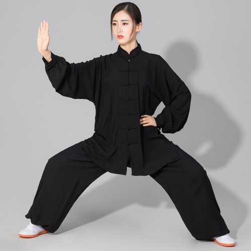 Image of Premium Cotton Chinese Tai Chi Uniform for Kids and Adults – Traditional Wushu, Kung Fu, Wing Chun, and Taiji Practice & Performance Wear