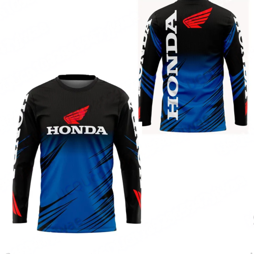 Afbeelding van Playera Motociclista Biker Honda sneldrogend ademend honda-rij-T-shirt met lange mouwen voor heren en dames