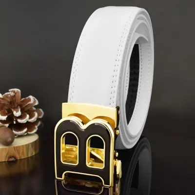 Image de Ceinture Homme Luxe Lettre B - Cuir Blanc Élégant