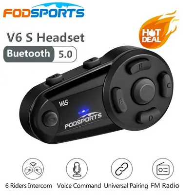 Image de Interphone Bluetooth Moto Fodsports V6S - 6 Coureurs