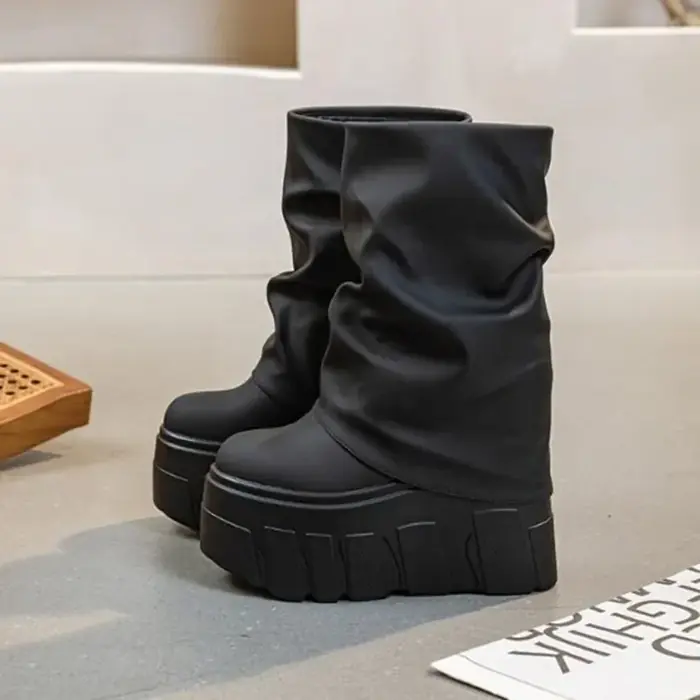 Image de Bottines Femme 14cm - Style Moto Hiver 2025