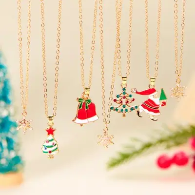 Image de Collier Noël Flocon de Neige - Pendentif Arbre de Noël