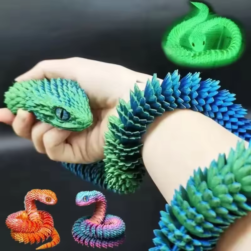 Afbeelding van 3D Gedrukte Beweegbare Slang Fidget Speelgoed – Realistische Simulatie Beeldje voor Kantoor, Bureau of als Creatief Geschenk