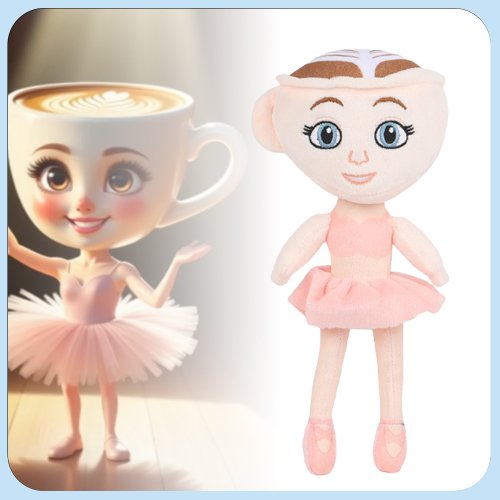 Imagen de Muñeca Bailarina Italiana de Peluche 24 cm con Diseño Café Capuchino - Juguetes Suaves para Niñas, Regalo Ideal para Fans de Figuras de Juego