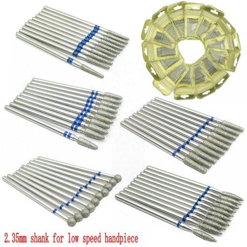 Imagen de Pack de 10 Fresas de Diamante para Taladro de Uñas y Manicura, Accesorios para Limpieza de Cutículas y Tratamientos Dentales con Vástago de 2.35 mm