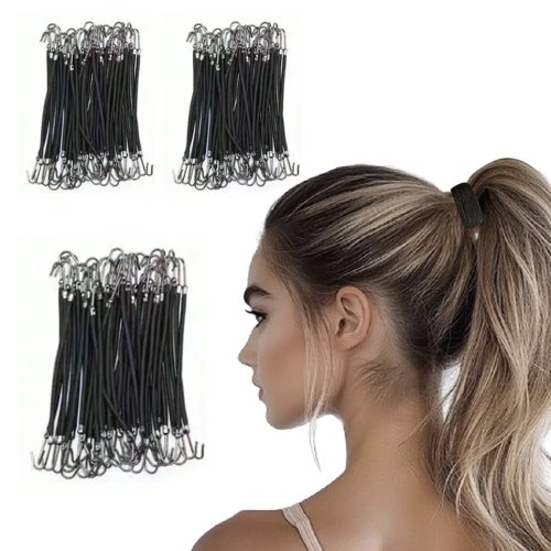 Immagine di Confezione da 30 Fasce Elastica per Capelli con Gancio - Coda di Cavallo, Accessori per Capelli Donna, Legami per Stile e Styling Facile