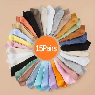 Image de Chaussettes Courtes Colorées pour Femmes - Lot de 15 Paires