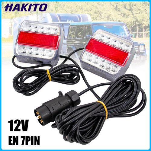 Imagen de Juego Completo de Luces Traseras LED Impermeables para Remolque de 12V con Cable de 10 Metros y Conector de 7 Pines