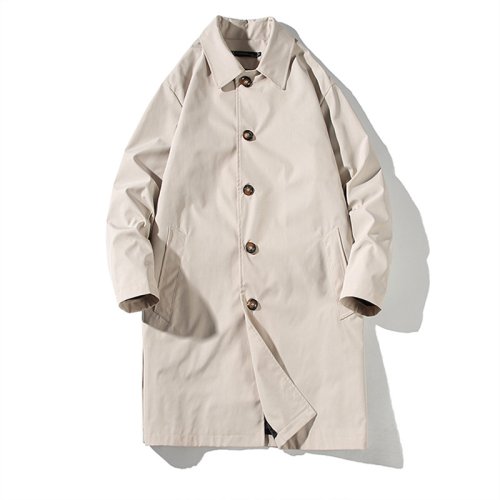 Image of Men's Oversized Trench Coat – Stylish Spring Autumn Windbreaker with Turn-Down Collar and Medium Length Design