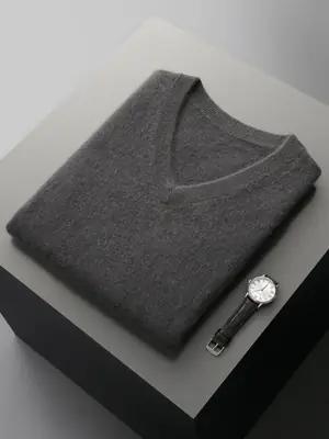 Image de Gilet en Laine Mérinos Homme - Col V Doux et Chaud