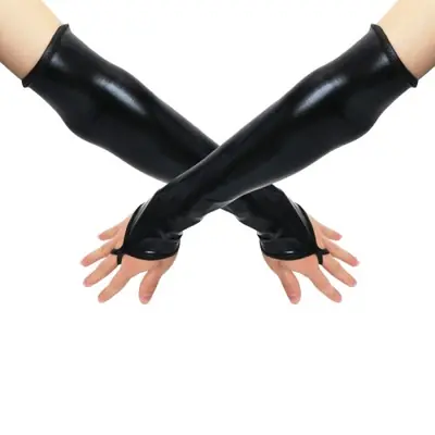 Image de Gants Longs Sexy en Cuir Synthétique Noir