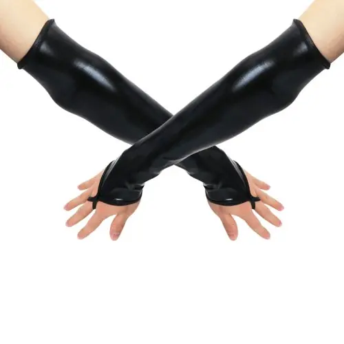 Image de Gants Longs Sexy en Cuir Synthétique Noir