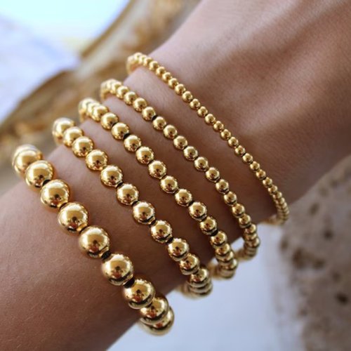 Imagen de Pulseras Elásticas de Acero Inoxidable Dorado y Plateado
