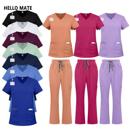 Afbeelding van Stijlvolle Medische Scrubs Set voor Verpleegkundigen en Artsen – Comfortabele Klinische Uniformen voor Vrouwen in Zorg en Schoonheidssalons