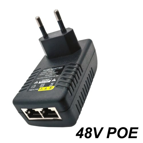 Imagen de Adaptador de fuente de alimentación POE para vigilancia de seguridad CCTV, 48V, 0,5a, enchufe UE/EE. UU. para inyector, cámara IP Ethernet, interruptor POE, enrutador NVR
