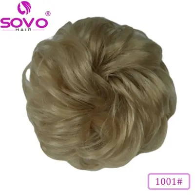 Image de Chignon de Cheveux Naturels Bruns Ondulés - Extension Vraie pour Femme