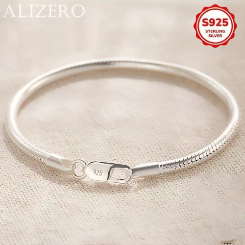 Zdjęcie Elegancka bransoletka ze srebra próby 925 o grubości 3 mm w stylu wężowej kości – prosty, uniwersalny design dla kobiet i mężczyzn, idealna na co dzień i imprezy, dostępna w długościach 16–23 cm