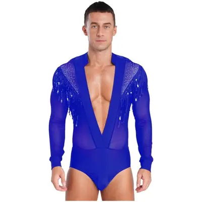 Image de Chemise de Danse Latine Homme - Col Montant Manches Longues