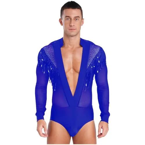 Image de Chemise de Danse Latine Homme - Col Montant Manches Longues