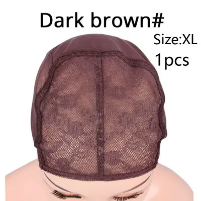 Image de Bonnet de Perruque en Dentelle Double Fleur - Noir & Marron