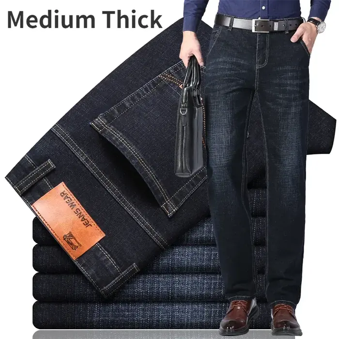 Image de Jean Homme Droit Coton Extensible - Gris Clair & Bleu 2024