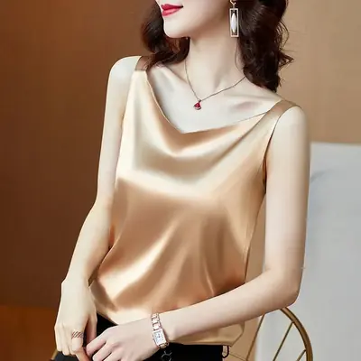 Image de Chemisier Brodé Satin & Dentelle - Style Coréen Élégant