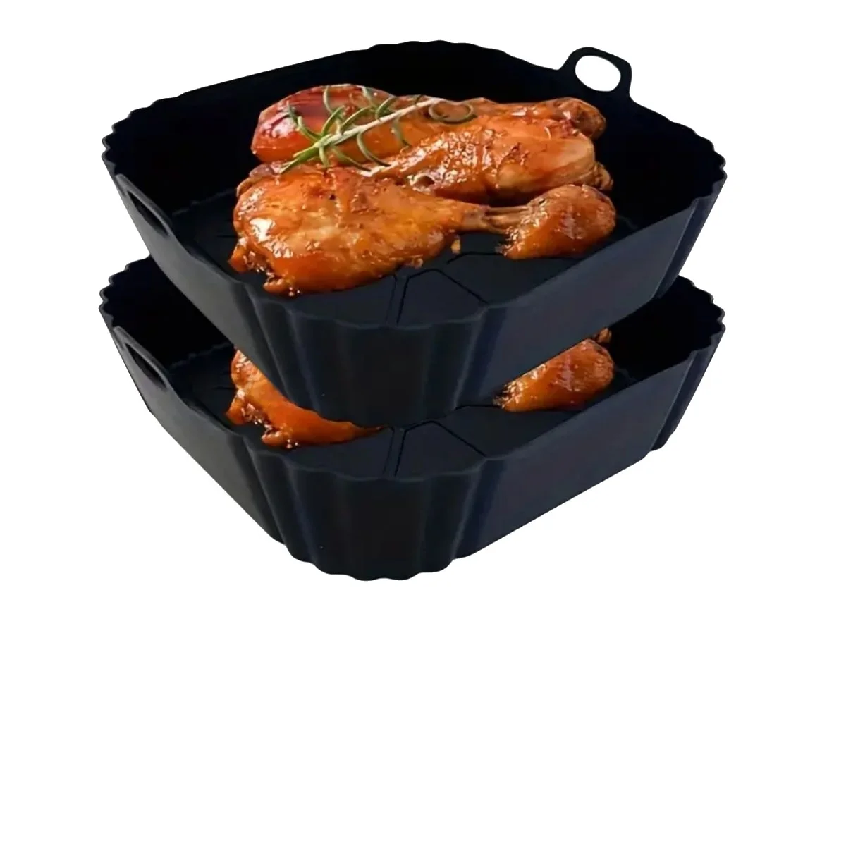 Image of Premium Silicone Air Fryer Baking Pan with Handle – Reusable Square Tray for Healthy Cooking & Easy Cleanup