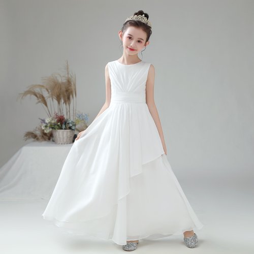 Afbeelding van Elegante Chiffon Jurk voor Bloemenmeisje - Perfect voor Bruiloft & Eerste Communie 2025