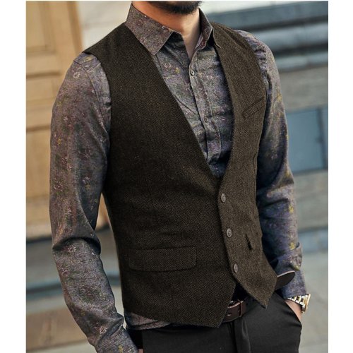 Immagine di Gilet da Uomo in Tweed Vintage - Taglie XS-5XL