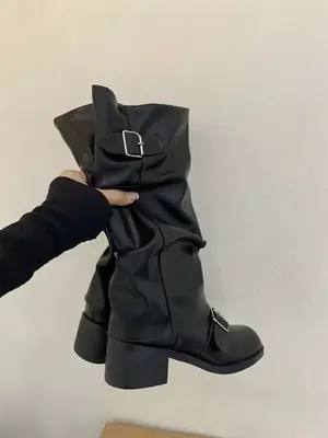 Image de Bottes Genou Haute Punk Gothique - Style Rock & Moto