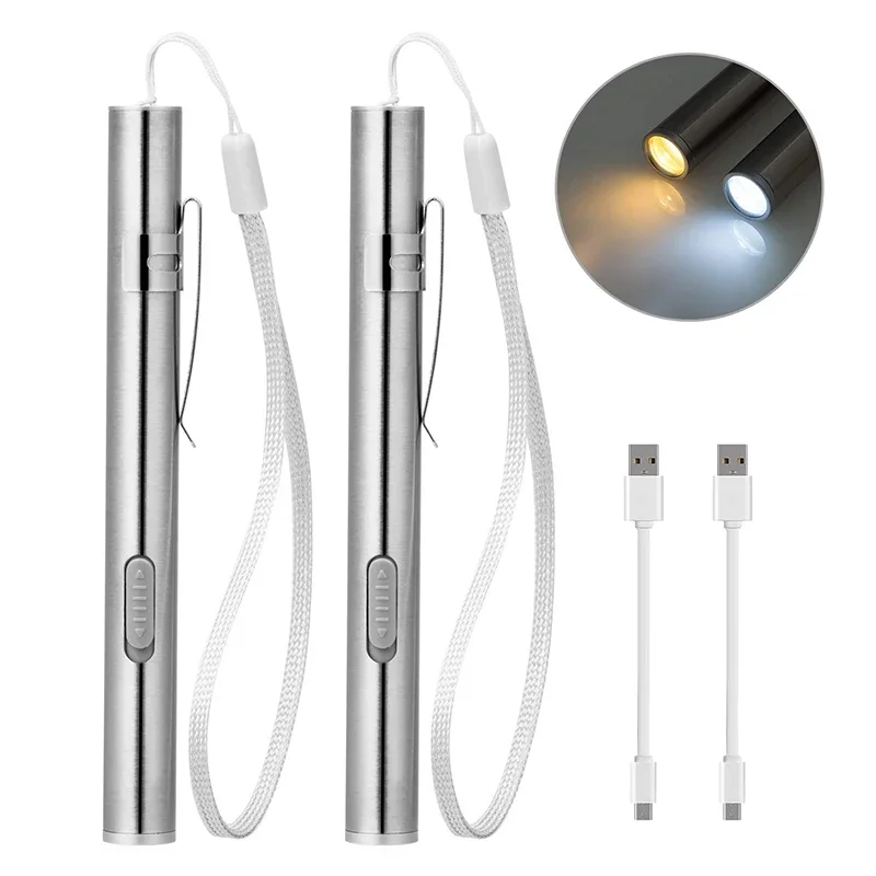 Immagine di Torcia Medica Portatile LED con Clip in Acciaio Inossidabile – Luce USB Ricaricabile per Dentisti, Infermieri e Professionisti Sanitari